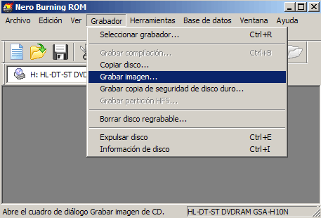 Grabar ISO en Nero