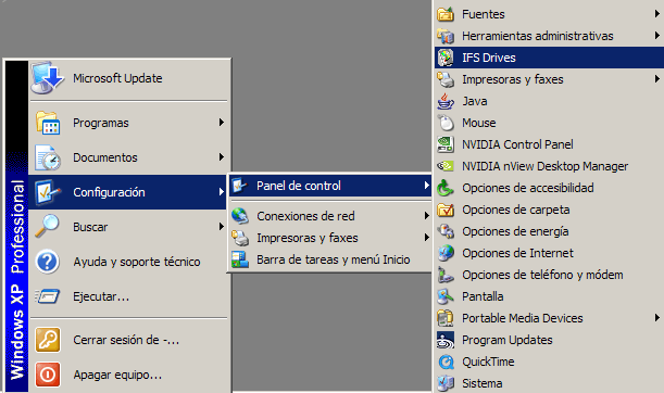 Acceso a Ext2IFS desde el Panel de Control